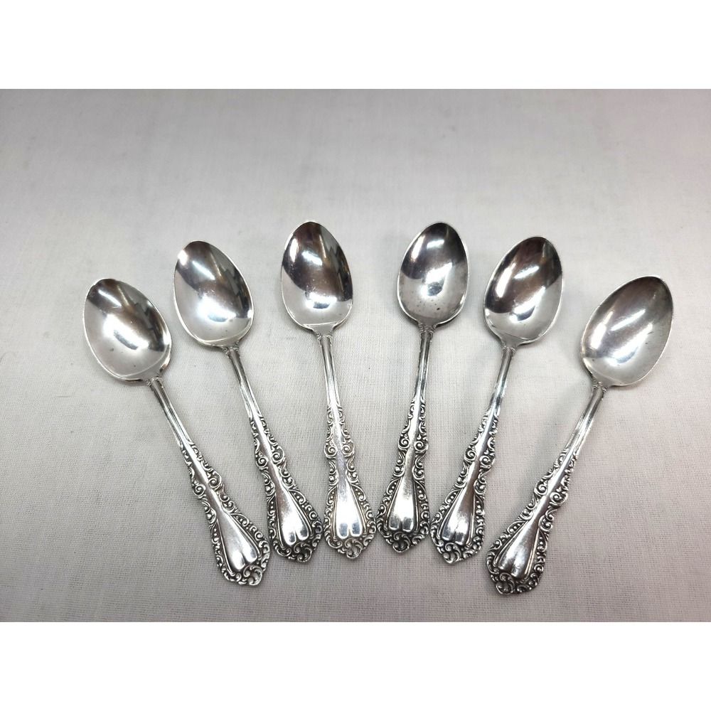 Plymouth Silver Co Demitasse Spoons Lot of 6 Antique 1897 Silverplate 4.25"
